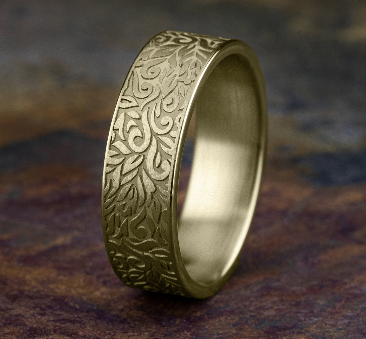 THE RANCH 7mm 14K Yellow Benchmark men's wedding band