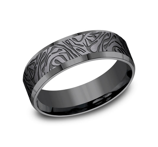 THE KATANA 7mm Tantalum Dark Benchmark men's wedding band