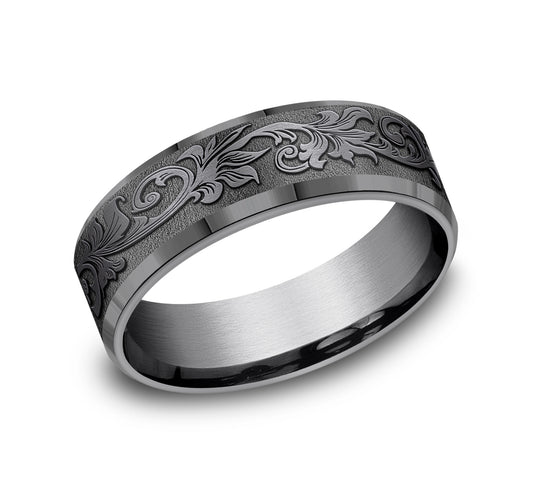 THE ROYAL 7mm Tantalum Dark Benchmark men's wedding band