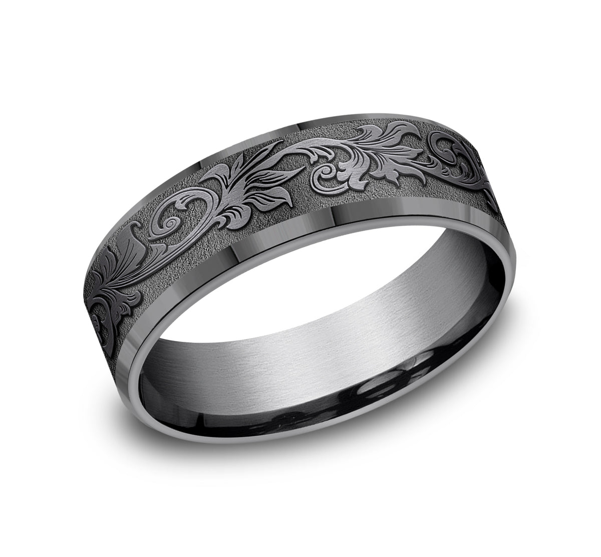 THE ROYAL 7mm Tantalum Dark Benchmark men's wedding band
