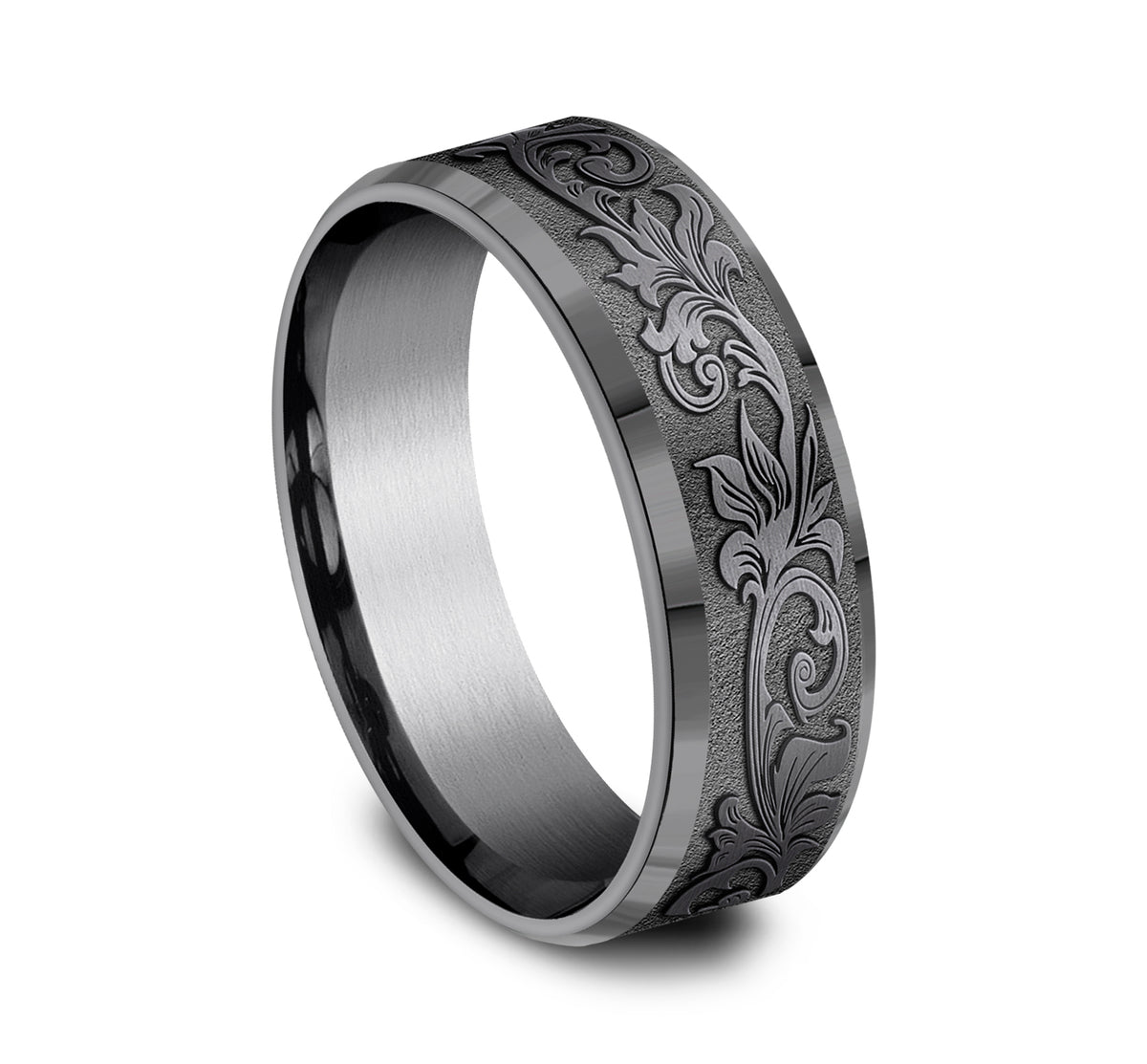 THE ROYAL 7mm Tantalum Dark Benchmark men's wedding band