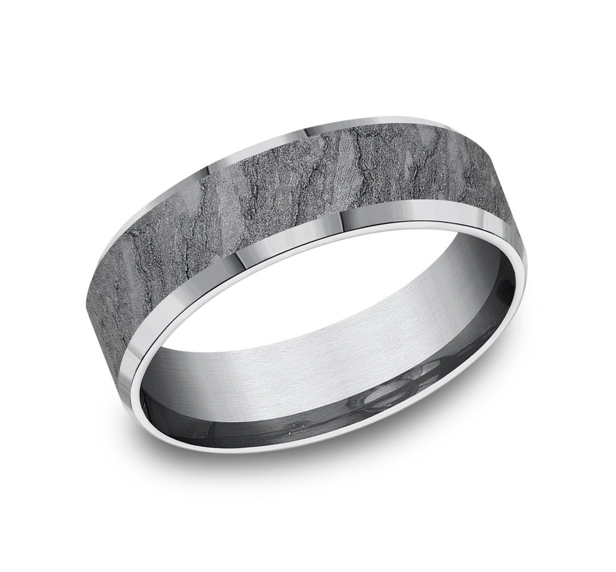 THE VESUVIUS 7mm Tantalum Grey Benchmark men's wedding band