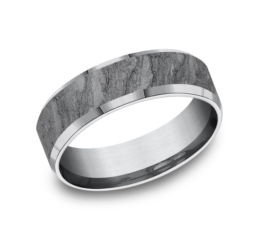 THE VESUVIUS 7mm Tantalum Grey Benchmark men's wedding band