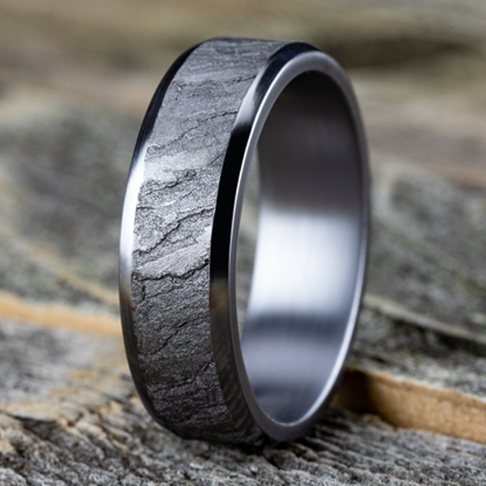 THE VESUVIUS 7mm Tantalum Grey Benchmark men's wedding band