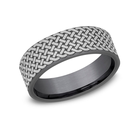 THE ENNIS 7mm Tantalum Dark Benchmark men's wedding band