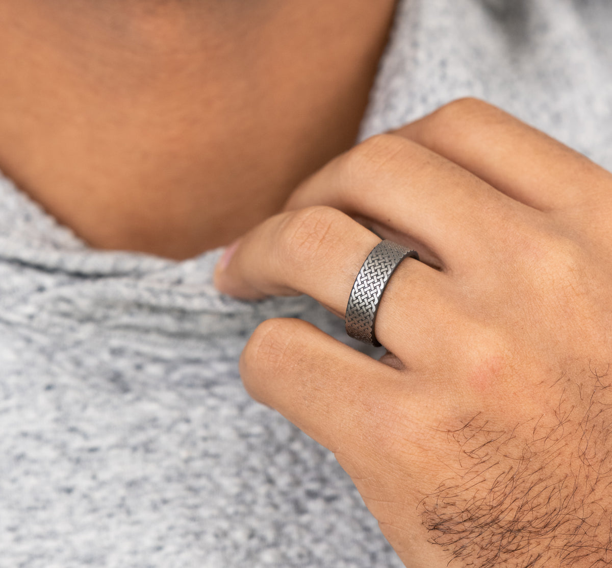 THE ENNIS 7mm Tantalum Dark Benchmark men's wedding band