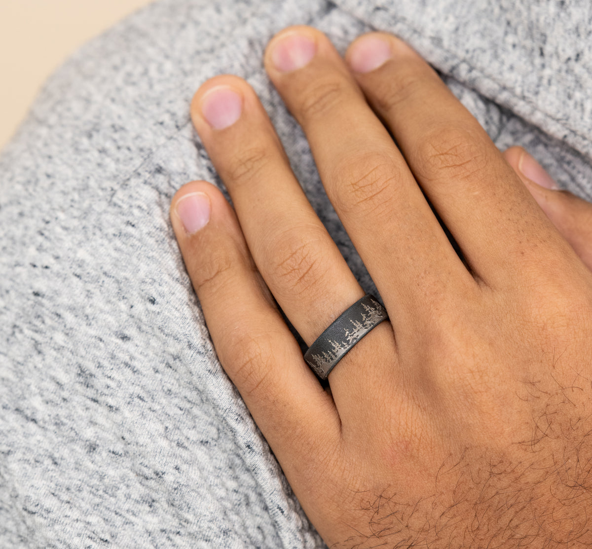 THE CEDAR 8mm Tantalum Dark Benchmark men's wedding band
