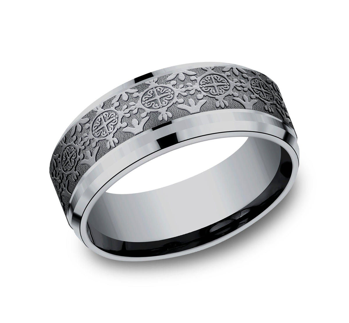 THE SAINT 8mm Tantalum Grey Benchmark men's wedding band