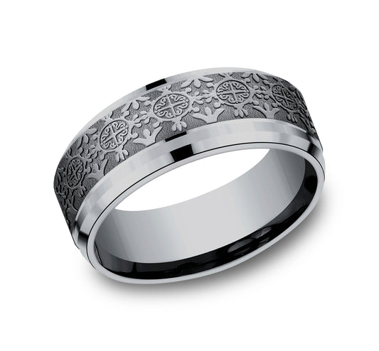 THE SAINT 8mm Tantalum Grey Benchmark men's wedding band