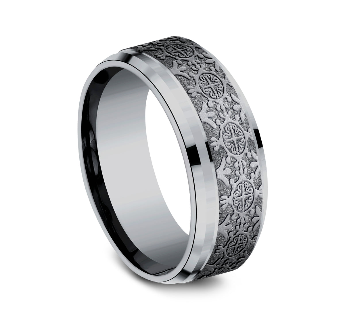 THE SAINT 8mm Tantalum Grey Benchmark men's wedding band