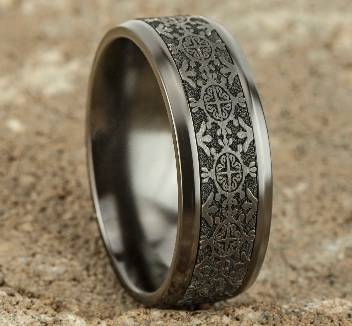 THE SAINT 8mm Tantalum Grey Benchmark men's wedding band
