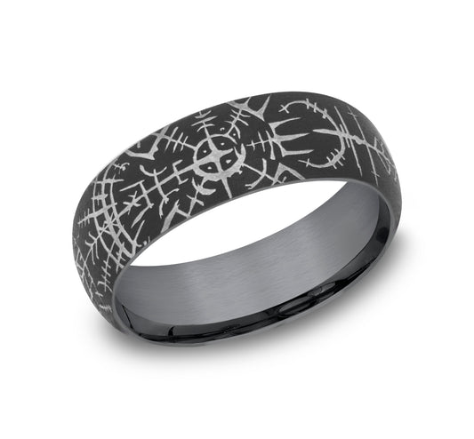 THE VIKING 8mm Tantalum Dark Benchmark men's wedding band