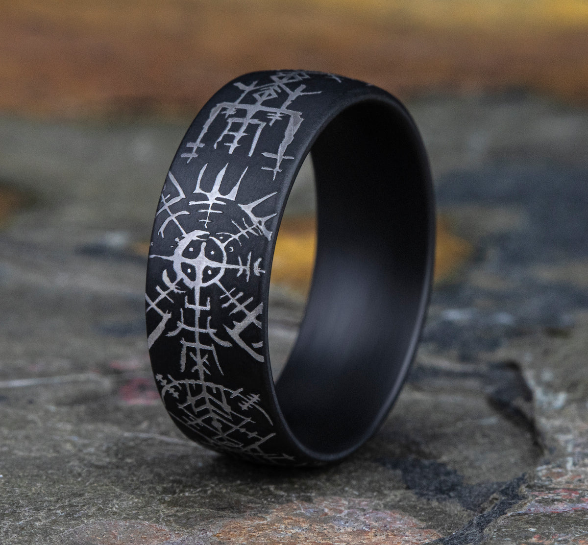 THE VIKING 8mm Tantalum Dark Benchmark men's wedding band