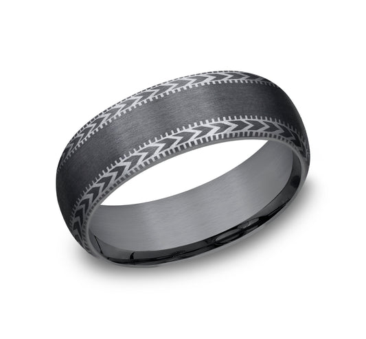 THE ARCHER 8mm Tantalum Dark Benchmark men's wedding band