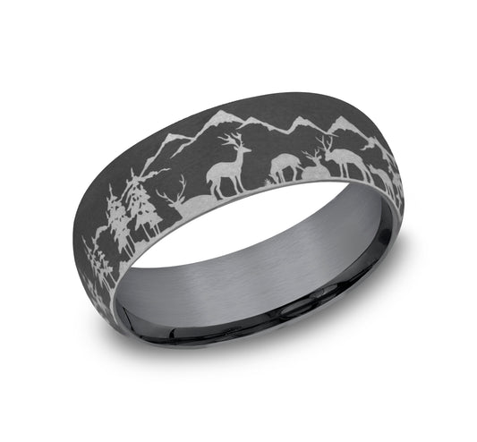 THE STAG 8mm Tantalum Dark Benchmark men's wedding band