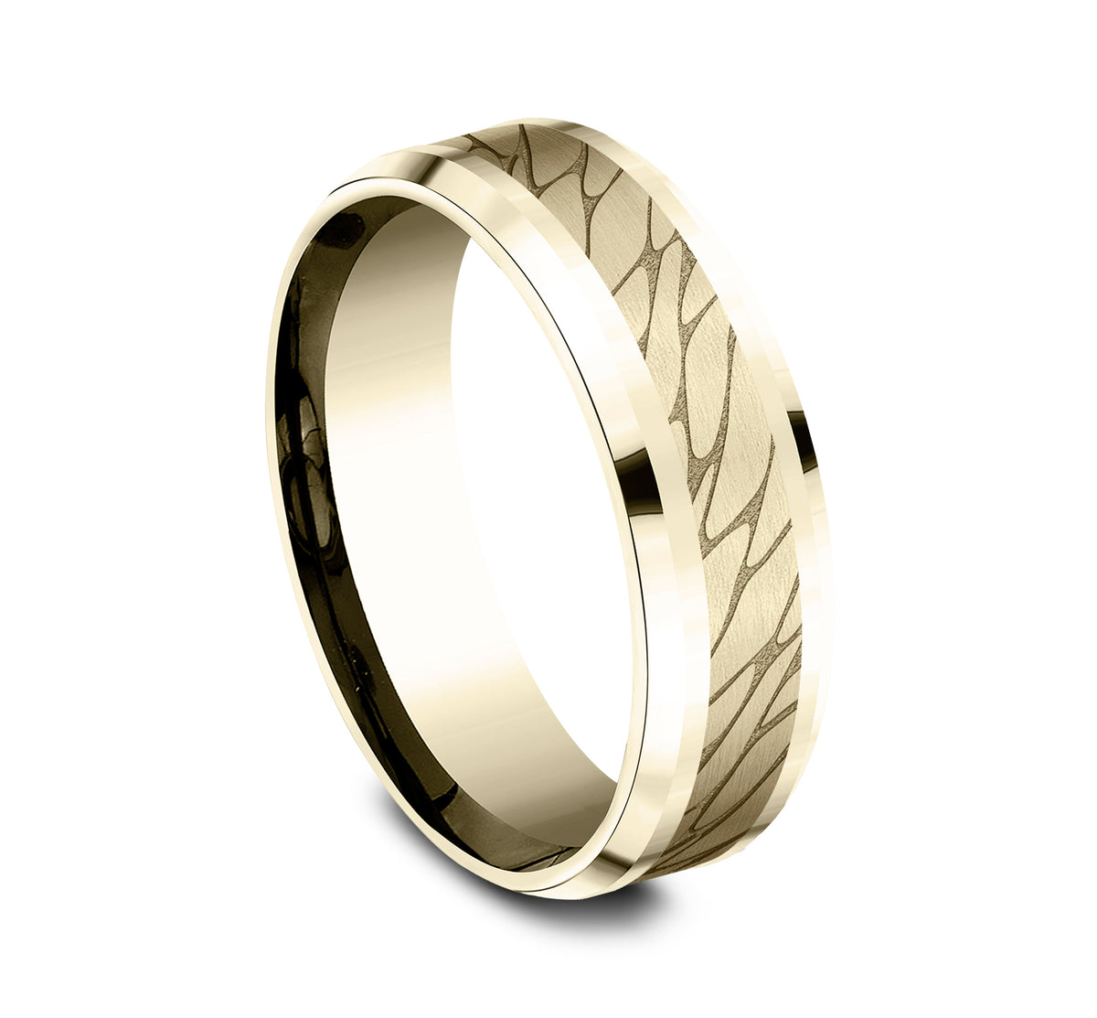 THE DINO 7mm 14K Yellow Benchmark men's wedding band