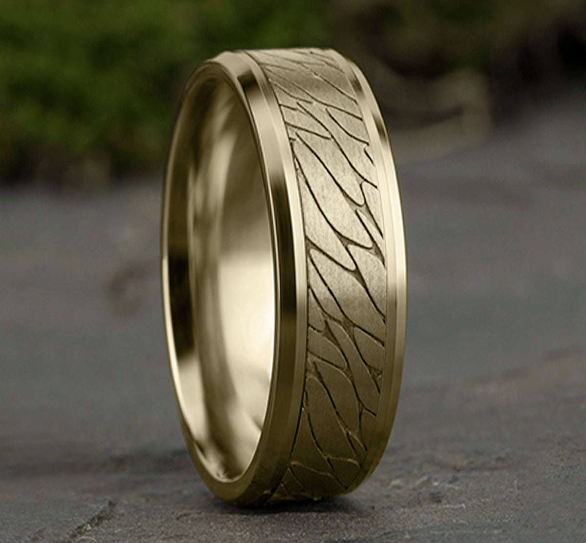 THE DINO 7mm 14K Yellow Benchmark men's wedding band