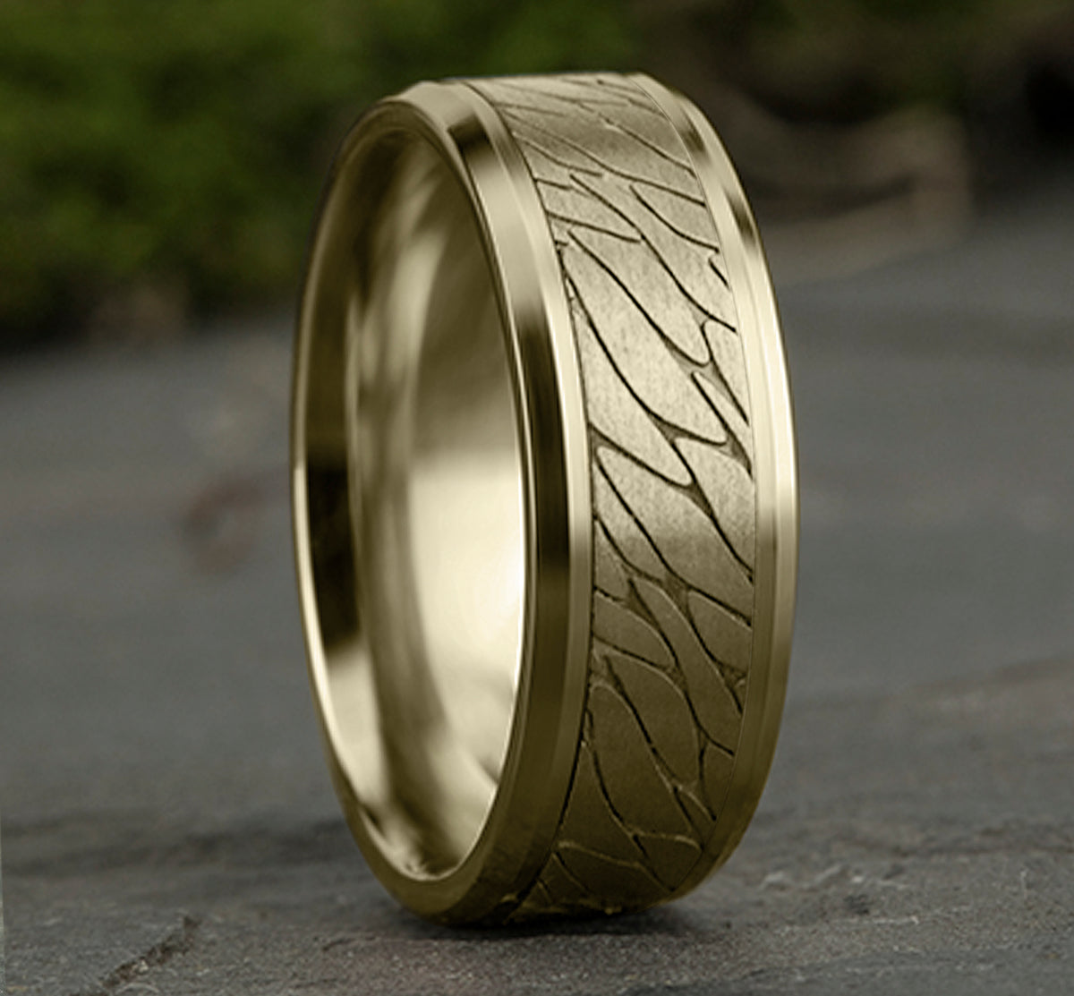 THE DINO 7mm 14K Yellow Benchmark men's wedding band