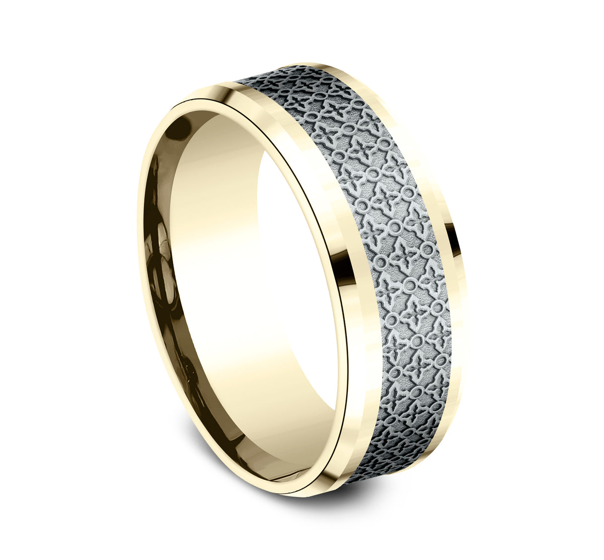 THE VIENNA 8mm 14K Yellow/White Benchmark men's wedding band