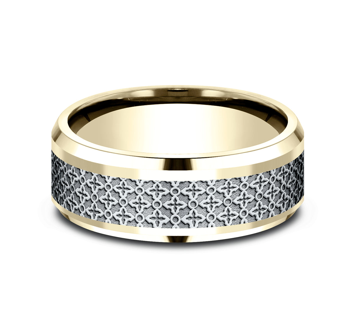 THE VIENNA 8mm 14K Yellow/White Benchmark men's wedding band