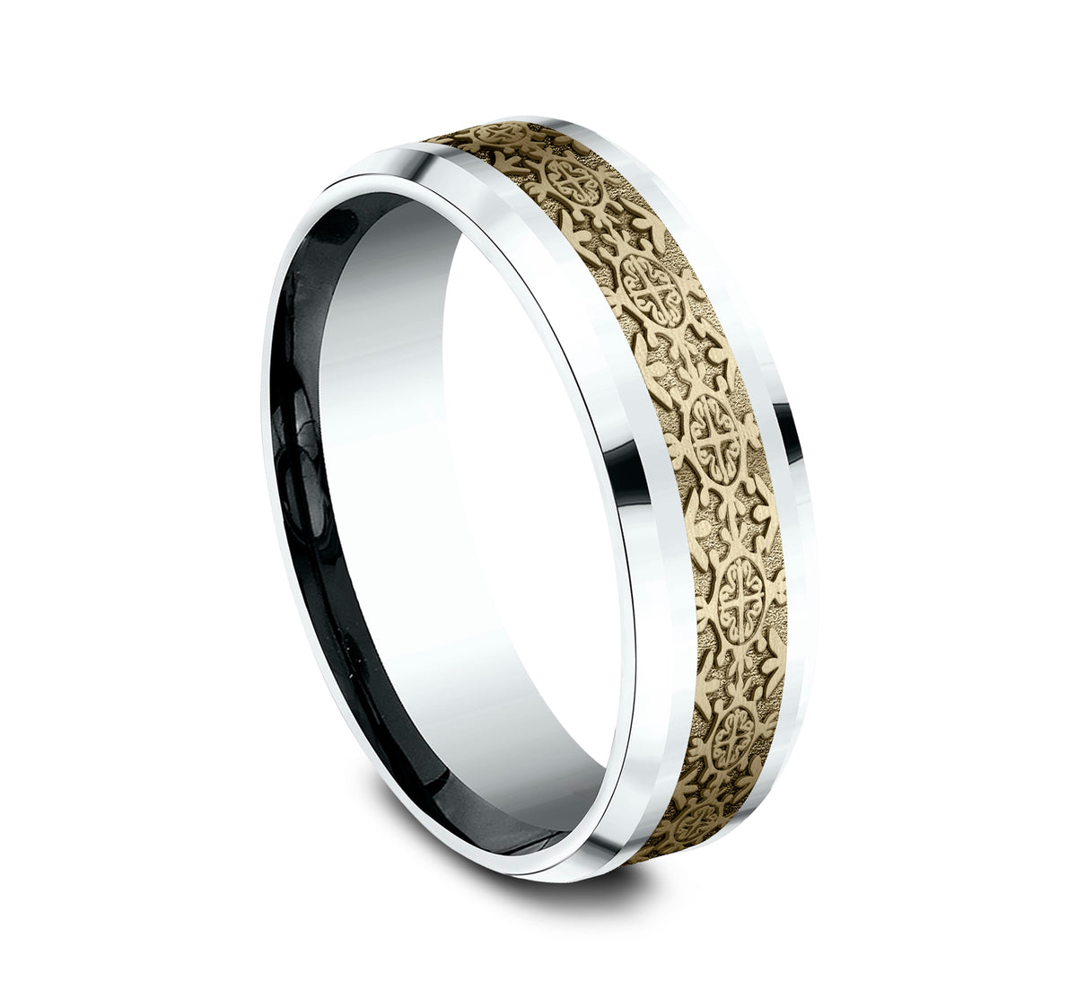 THE SAINT 9mm 14K White/Yellow Benchmark men's wedding band