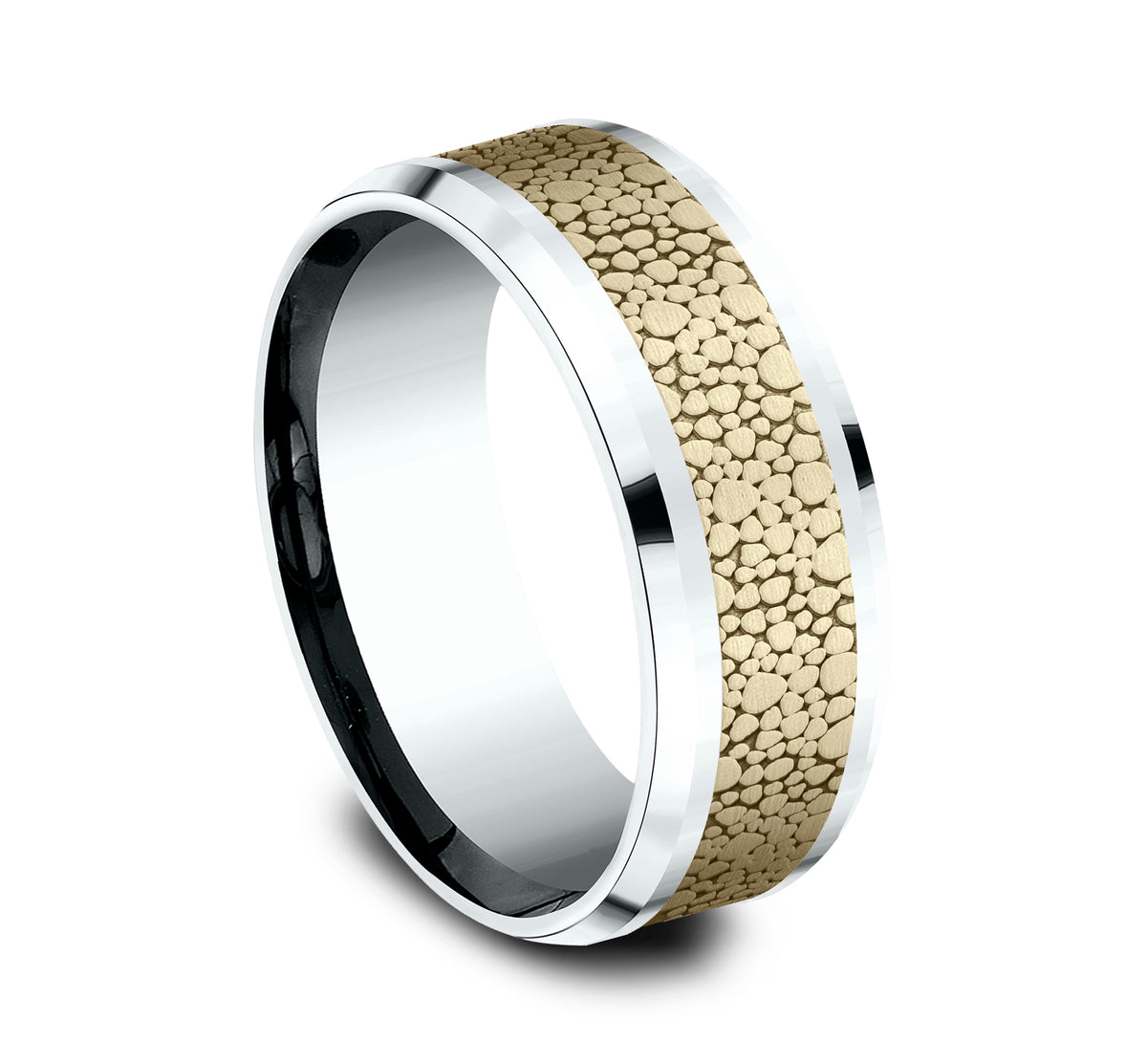 THE QUARRY 8mm 14K White/Yellow Benchmark men's wedding band