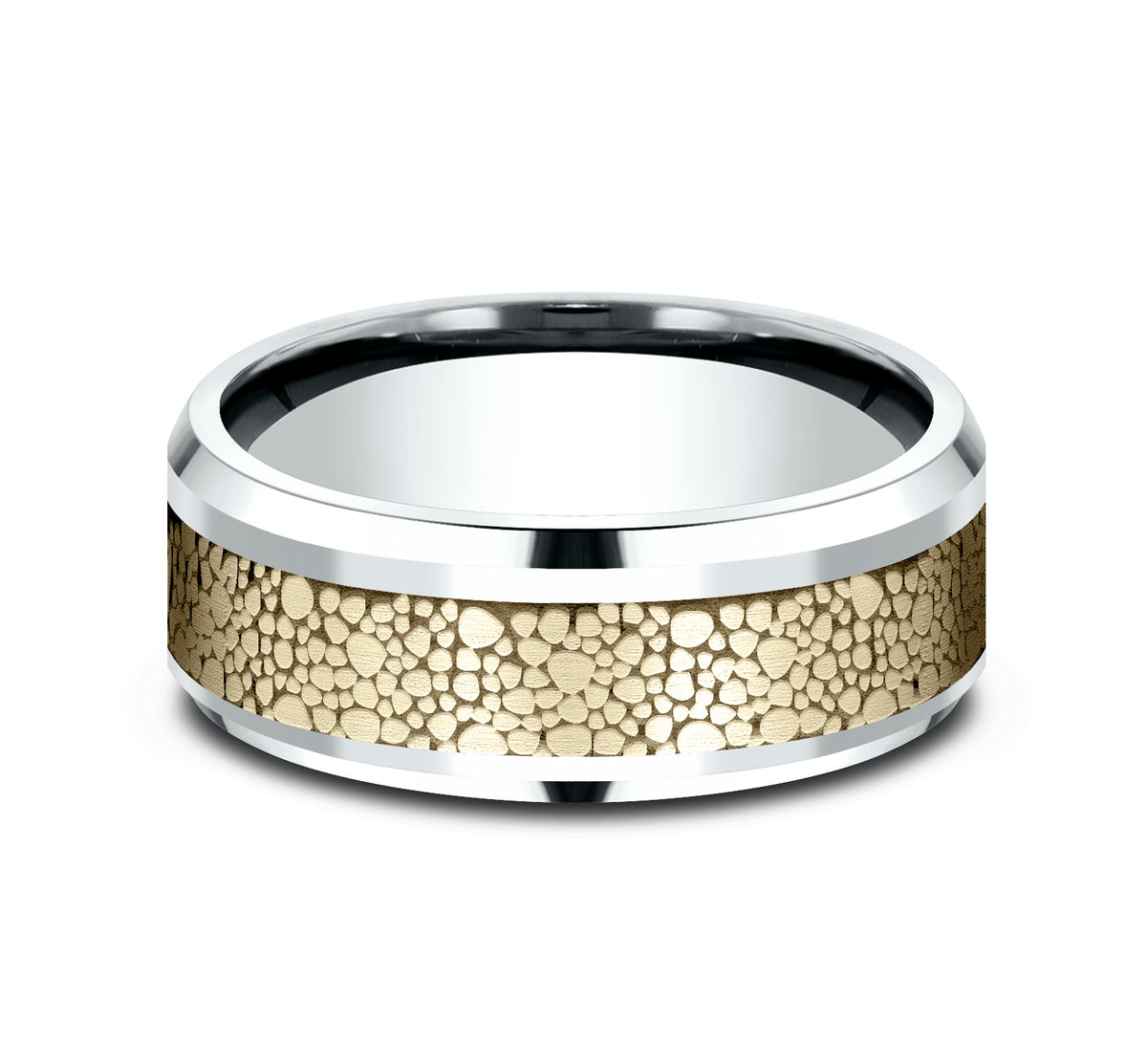 THE QUARRY 8mm 14K White/Yellow Benchmark men's wedding band