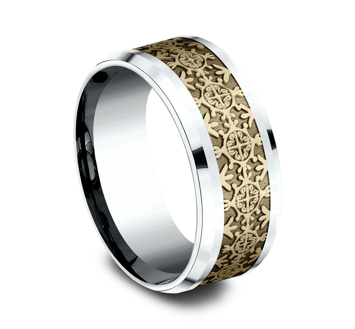 THE SAINT 9mm 14K White/Yellow Benchmark men's wedding band