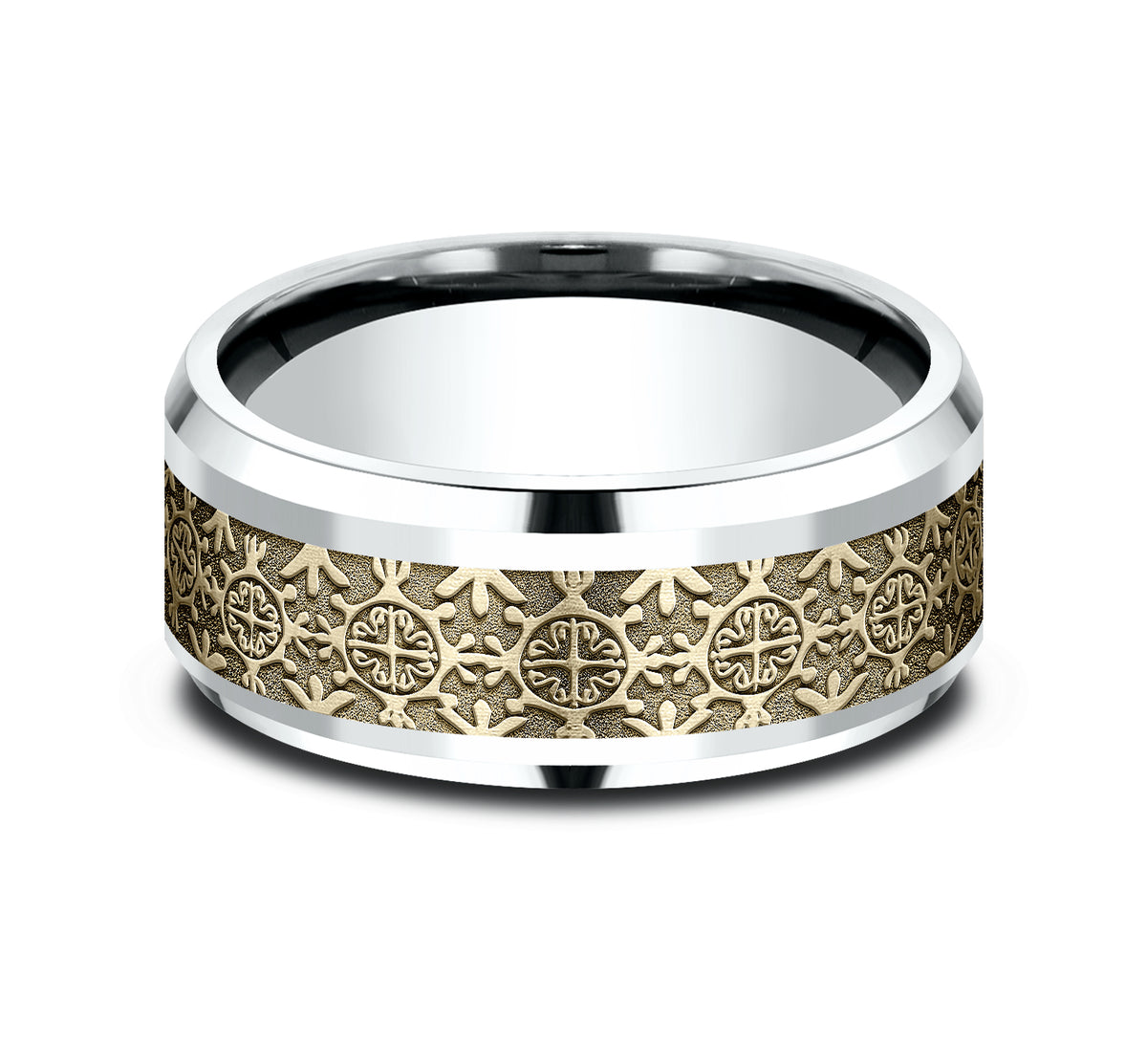 THE SAINT 9mm 14K White/Yellow Benchmark men's wedding band