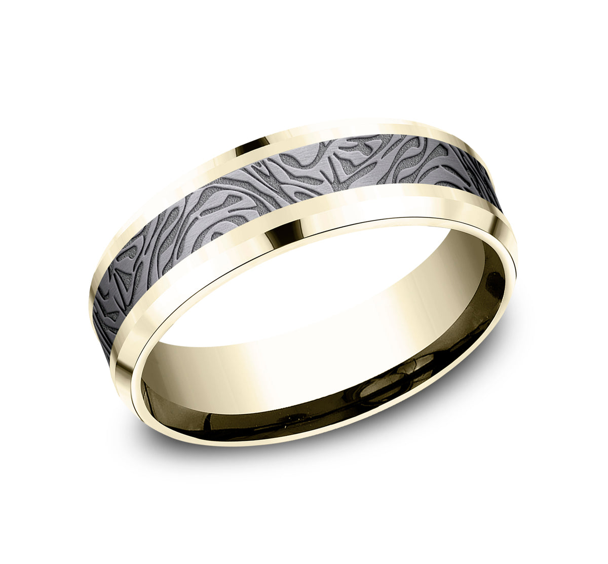 THE KATANA 8mm 14K Yellow/Tantalum Grey Benchmark men's wedding band