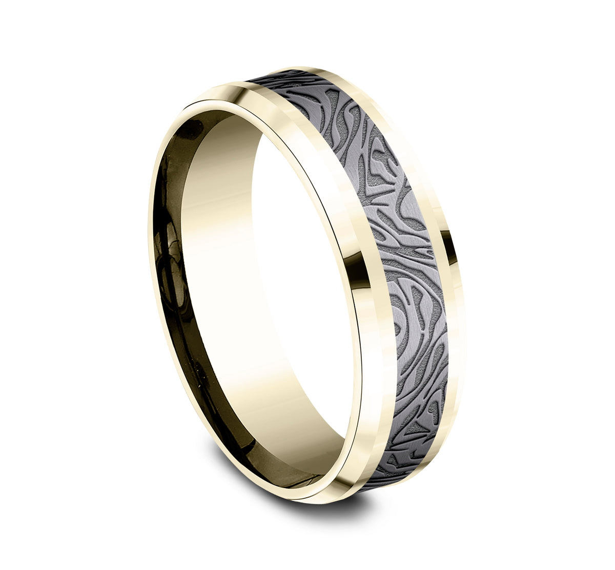 THE KATANA 8mm 14K Yellow/Tantalum Grey Benchmark men's wedding band