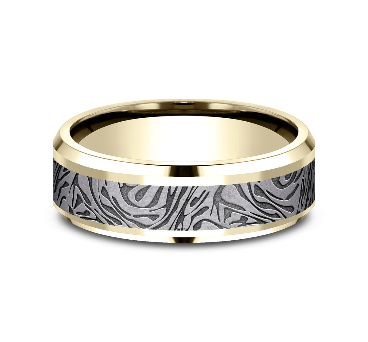 THE KATANA 8mm 14K Yellow/Tantalum Grey Benchmark men's wedding band