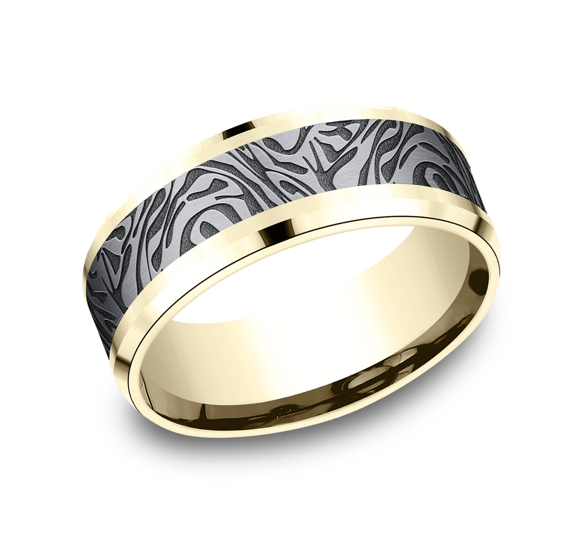 THE KATANA 8mm 14K Yellow/Tantalum Grey Benchmark men's wedding band
