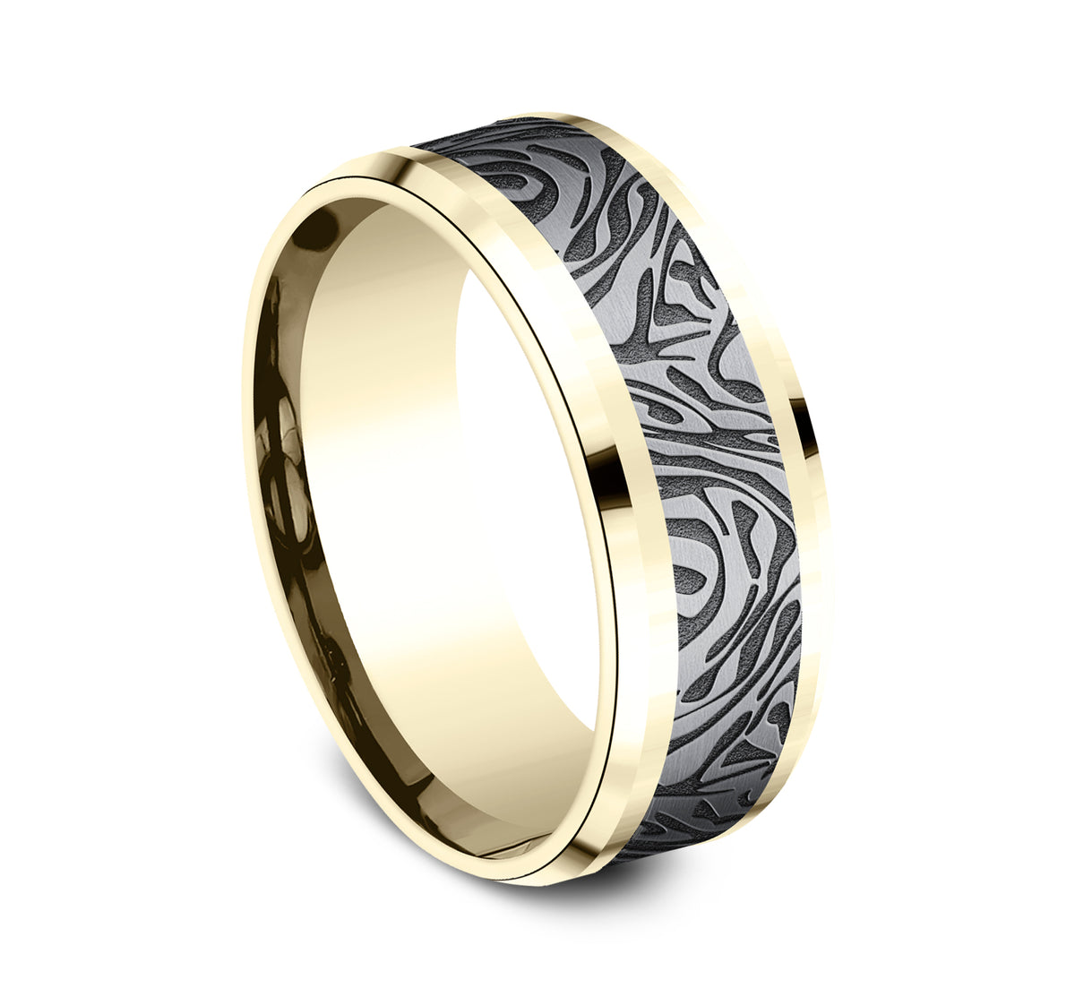 THE KATANA 8mm 14K Yellow/Tantalum Grey Benchmark men's wedding band