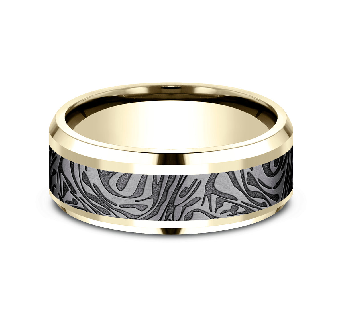 THE KATANA 8mm 14K Yellow/Tantalum Grey Benchmark men's wedding band