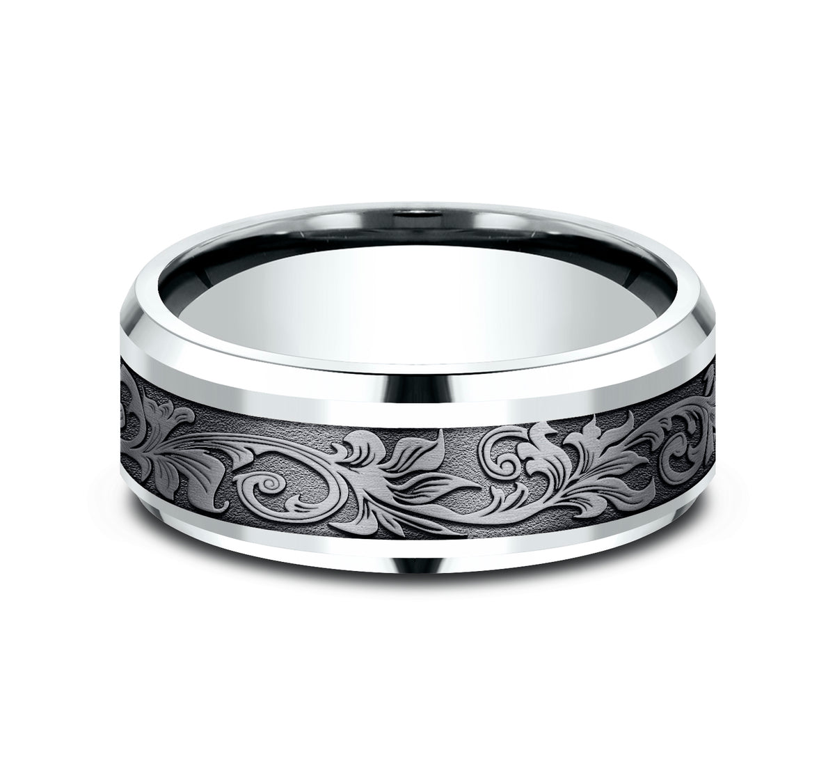 THE ROYAL 8mm 14K White/Tantalum Grey Benchmark men's wedding band