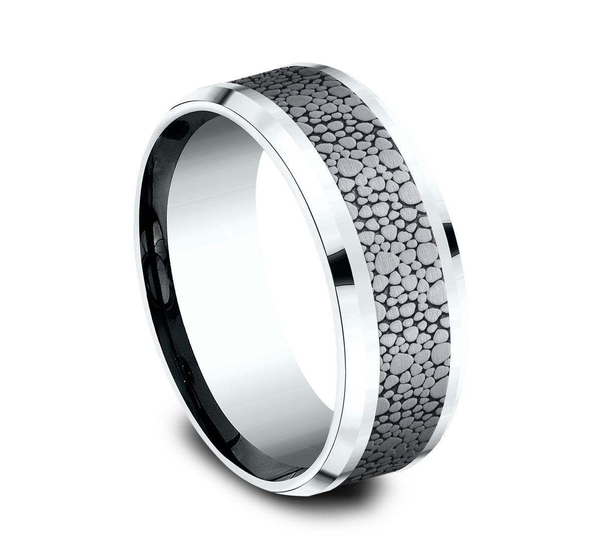 THE QUARRY 8mm 14K White/Tantalum Grey Benchmark men's wedding band