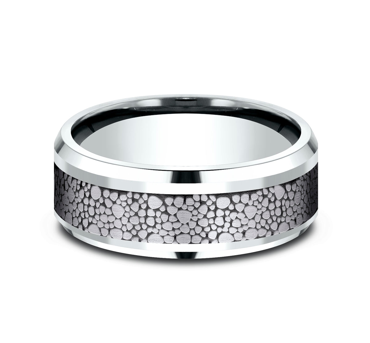 THE QUARRY 8mm 14K White/Tantalum Grey Benchmark men's wedding band