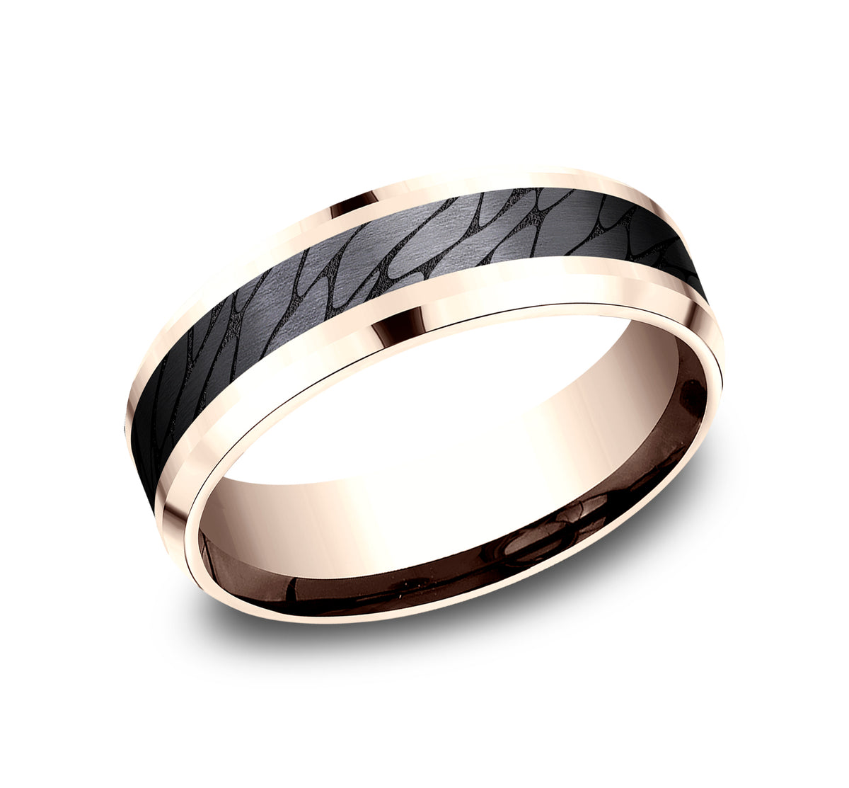 THE DINO 8mm 14K Rose/Black Titanium Benchmark men's wedding band