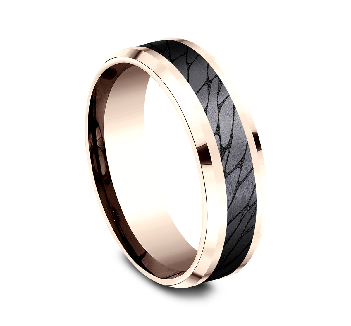 THE DINO 8mm 14K Rose/Black Titanium Benchmark men's wedding band