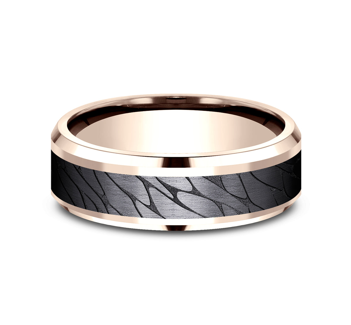 THE DINO 8mm 14K Rose/Black Titanium Benchmark men's wedding band