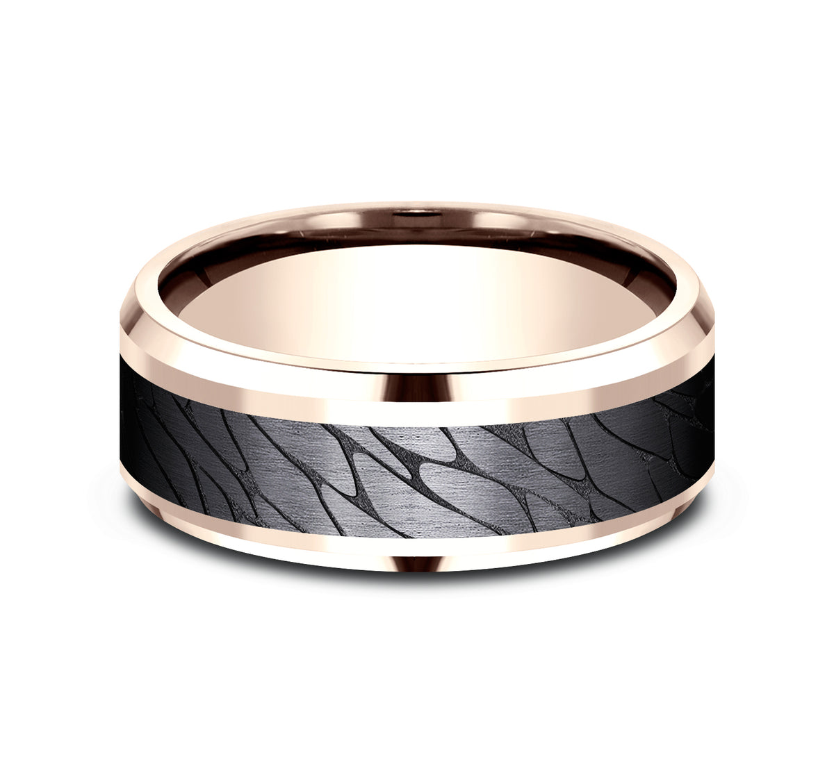 THE DINO 8mm 14K Rose/Black Titanium Benchmark men's wedding band