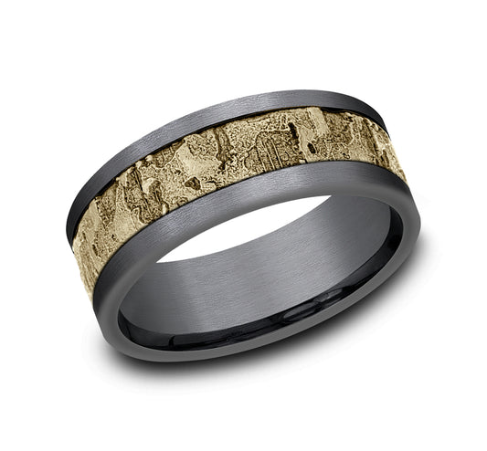 THE STUD 8mm Tantalum Grey/14K Yellow Benchmark men's wedding band