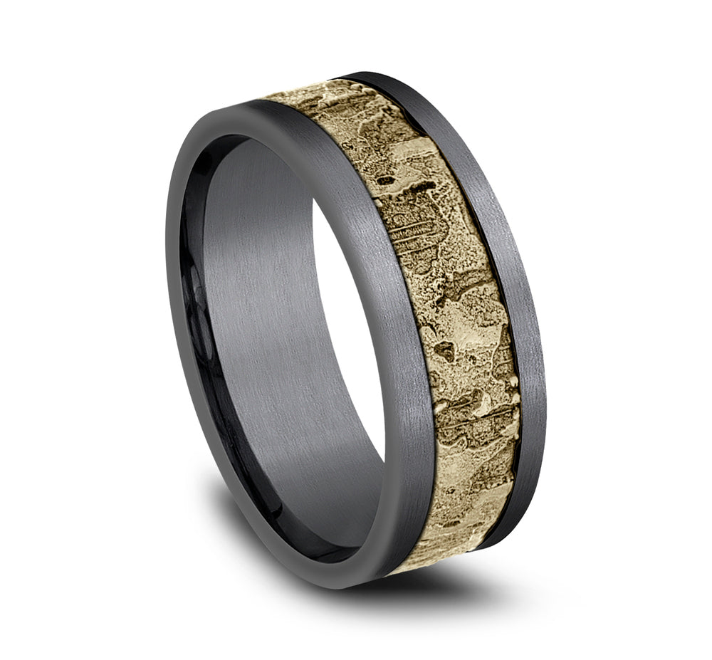 THE STUD 8mm Tantalum Grey/14K Yellow Benchmark men's wedding band