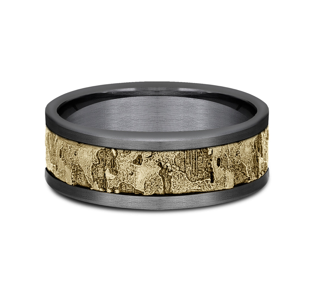 THE STUD 8mm Tantalum Grey/14K Yellow Benchmark men's wedding band