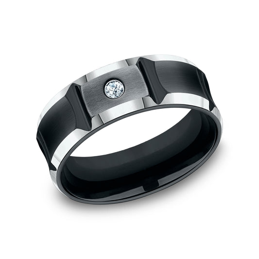 THE DUEL 8mm Cobalt Black Benchmark men's wedding band