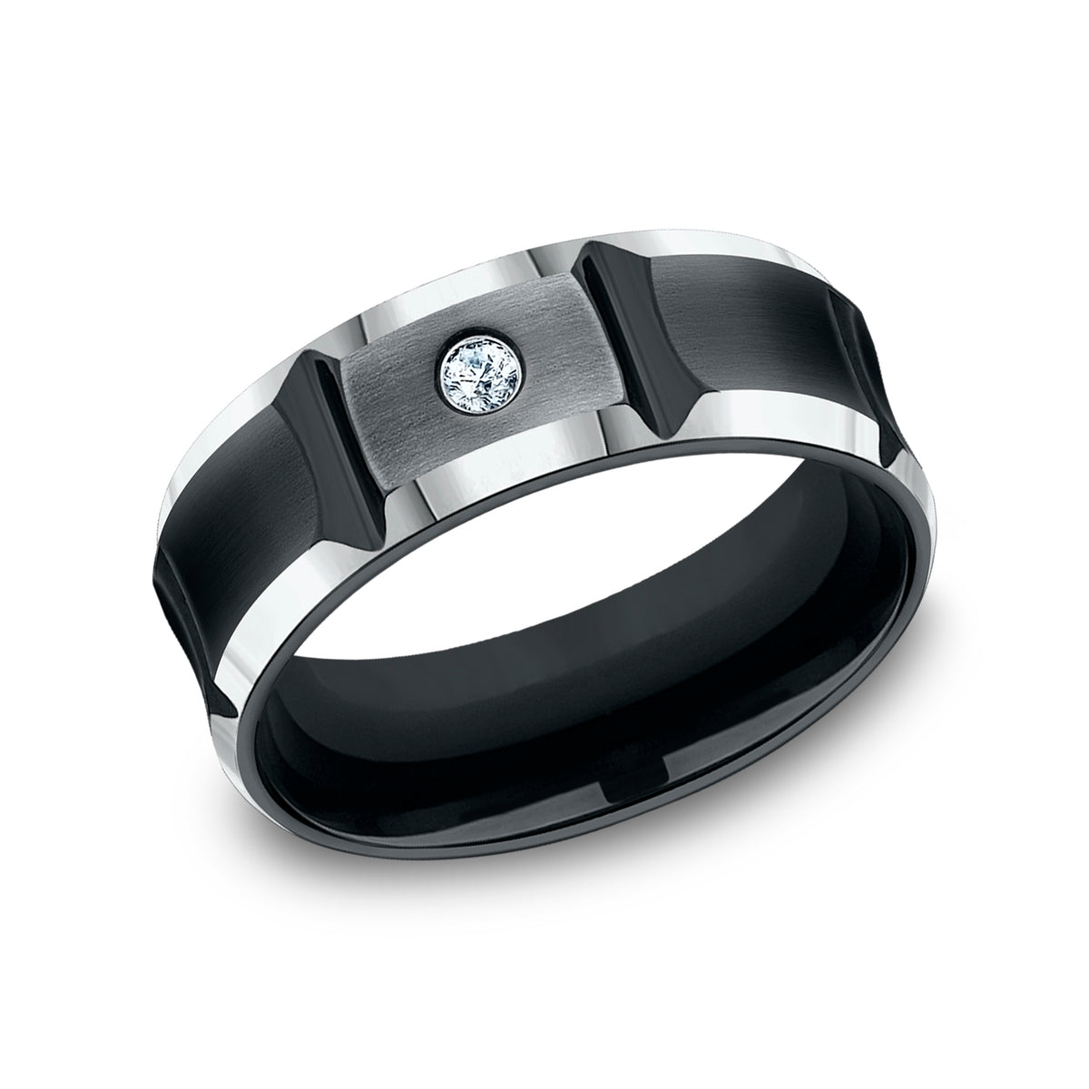 THE DUEL 8mm Cobalt Black Benchmark men's wedding band
