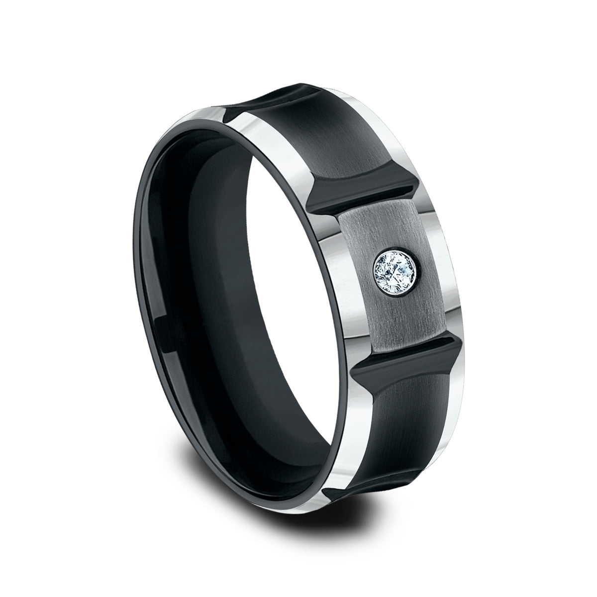 THE DUEL 8mm Cobalt Black Benchmark men's wedding band