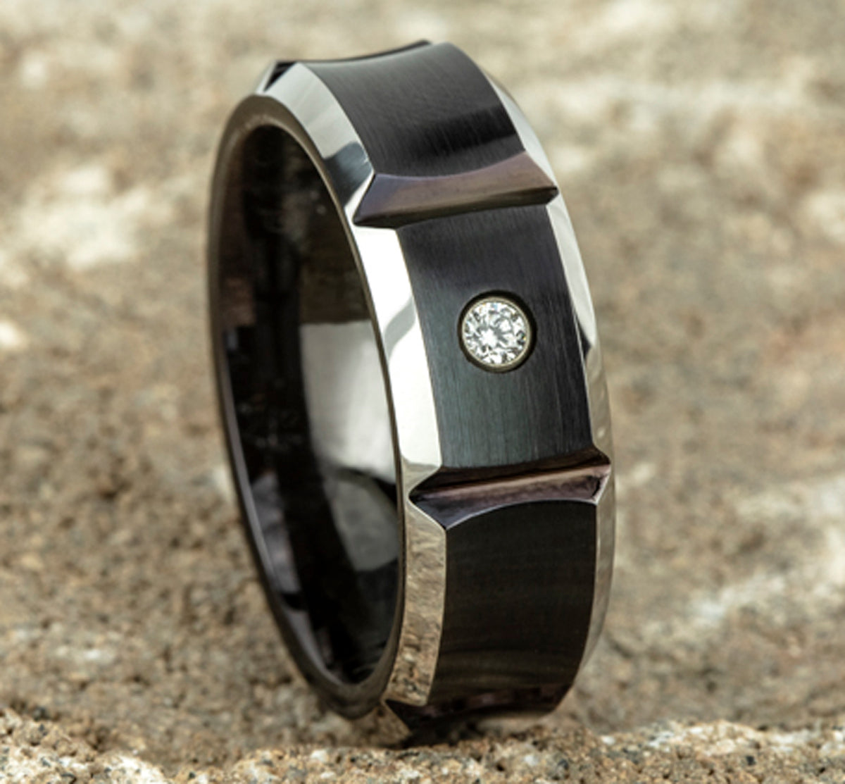 THE DUEL 8mm Cobalt Black Benchmark men's wedding band