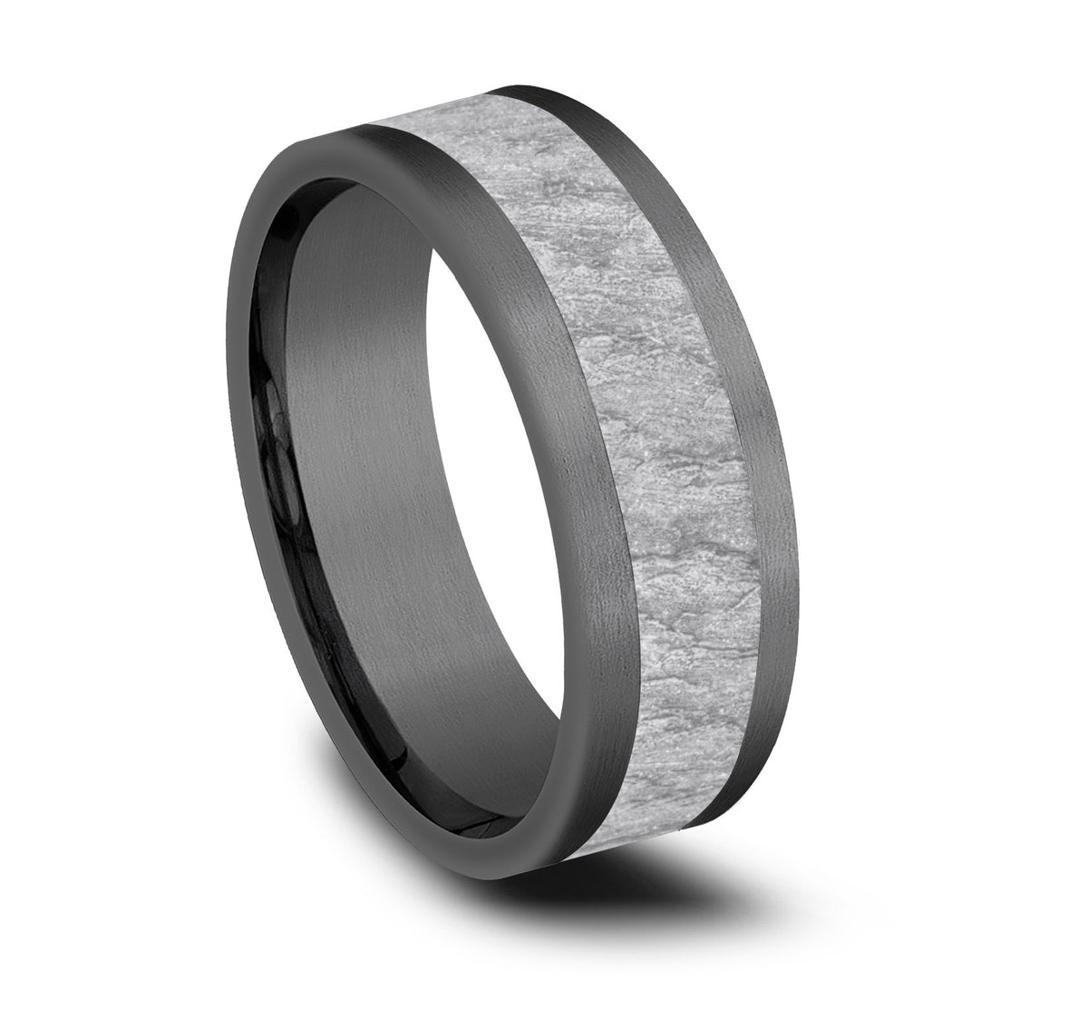 THE VESUVIUS 8mm Tantalum Grey/14K White Benchmark men's wedding band